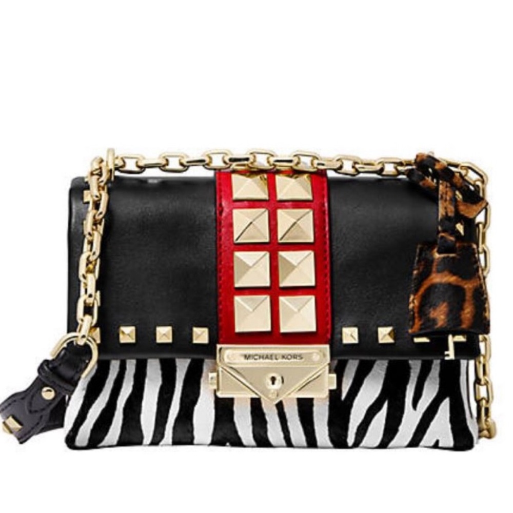 Michael Kors leopard zebra stud Cece crossbody bag